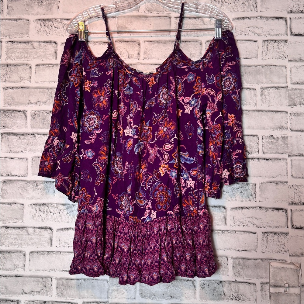 beachlunchlounge Purple and‎ Pink Floral Top